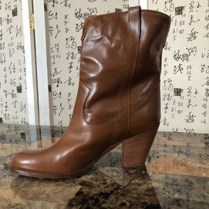 Michael Kors  Tan Cowgirl Boots Ankle AUTHENTIC